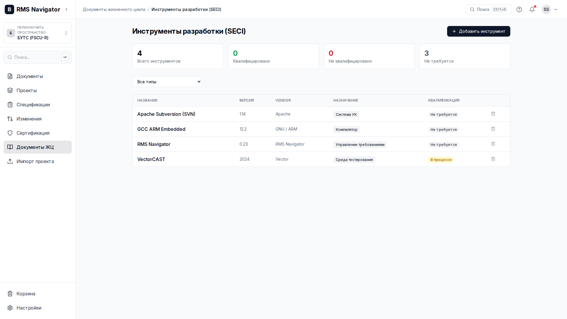 Средства разработки (SECI)